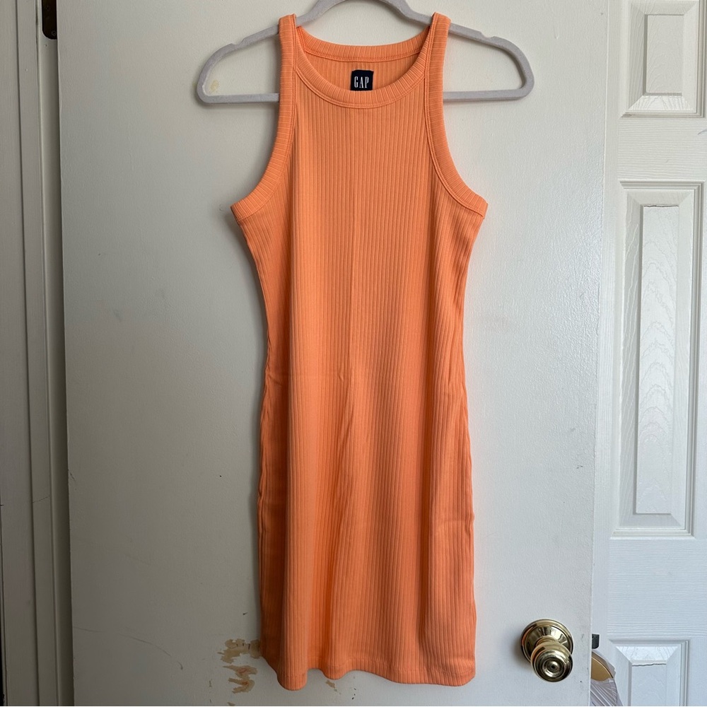 GAP Orange Ribbed Tank Dress